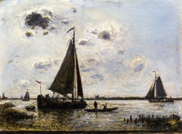 ドルドレヒト船の近くの海景 ヨハン・バルトルト・ヨンカインド Oil Paintings